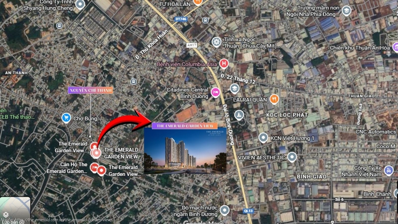 Bản đồ vị trí dự án The Emerald Garden View : Mặt tiền Nguyễn Chí Thanh