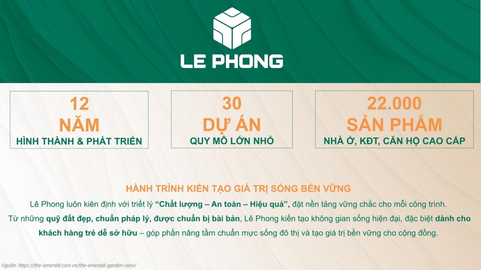 Chủ đầu tư Lê Phong (12 năm, 30 dự án, 22.000 sản phẩm) - dự án The Emerald Garden View