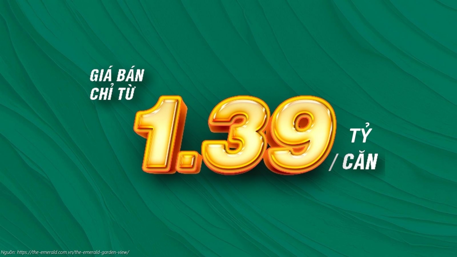 Giá bán căn hộ The Emerald Garden View chỉ từ 1.39 Tỷ / Căn