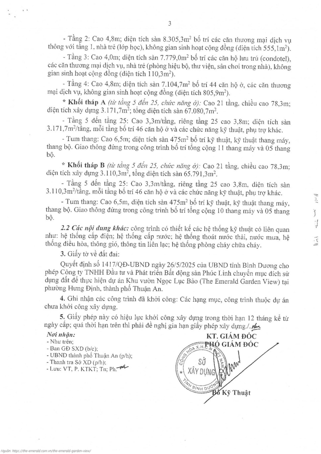 Giấy Phép Xây Dựng Dự án The Emerald Garden View