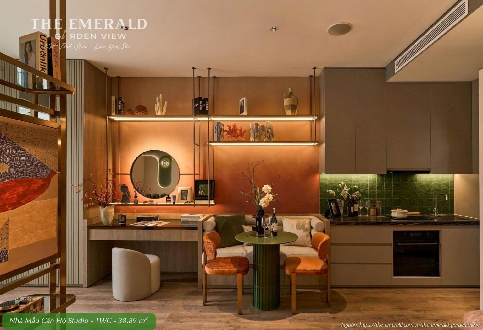 Nhà mẫu căn hộ Studio diện tích 38.89 m2 dự án The Emerald Garden View thiết kế tinh tế