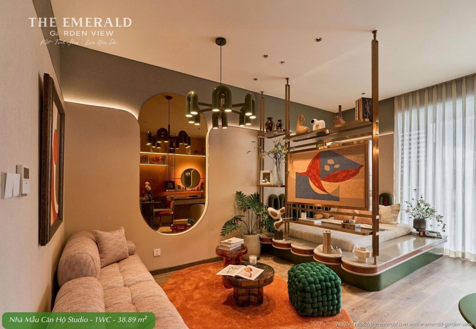 Nhà mẫu căn hộ Studio diện tích 38.89 m2 dự án The Emerald Garden View thiết kế tinh tế