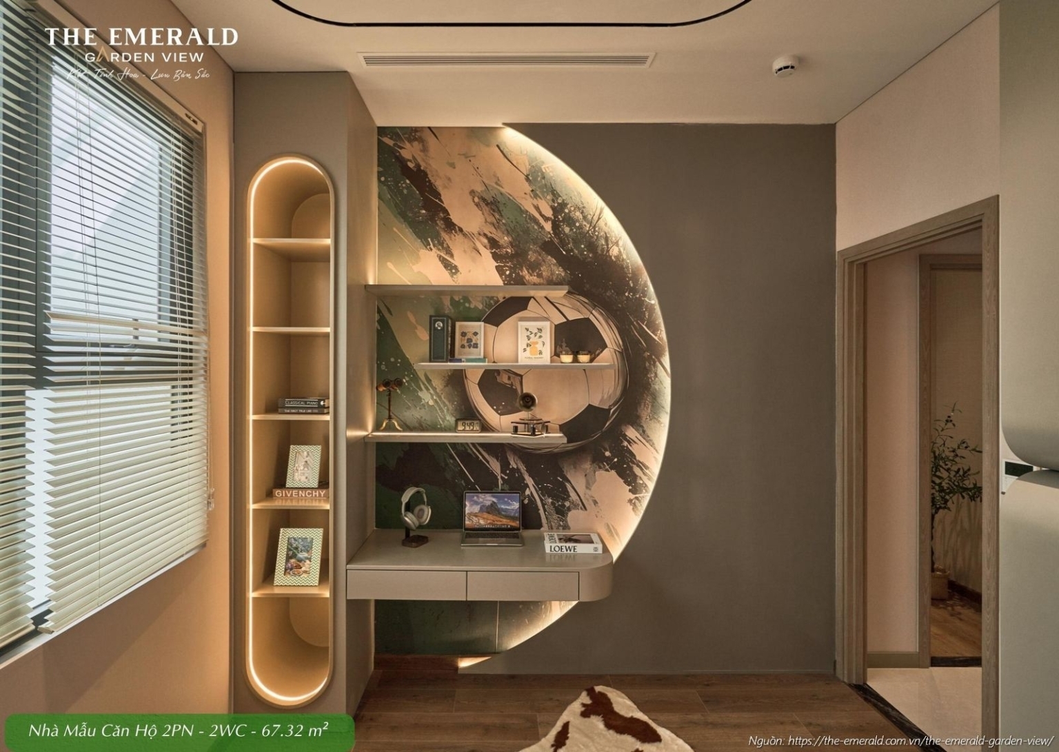 Nội thất phòng ngủ Master cao cấp tại nhà mẫu căn hộ 2 phòng ngủ diện tích tim tường 67.32 m2 The Emerald Garden View