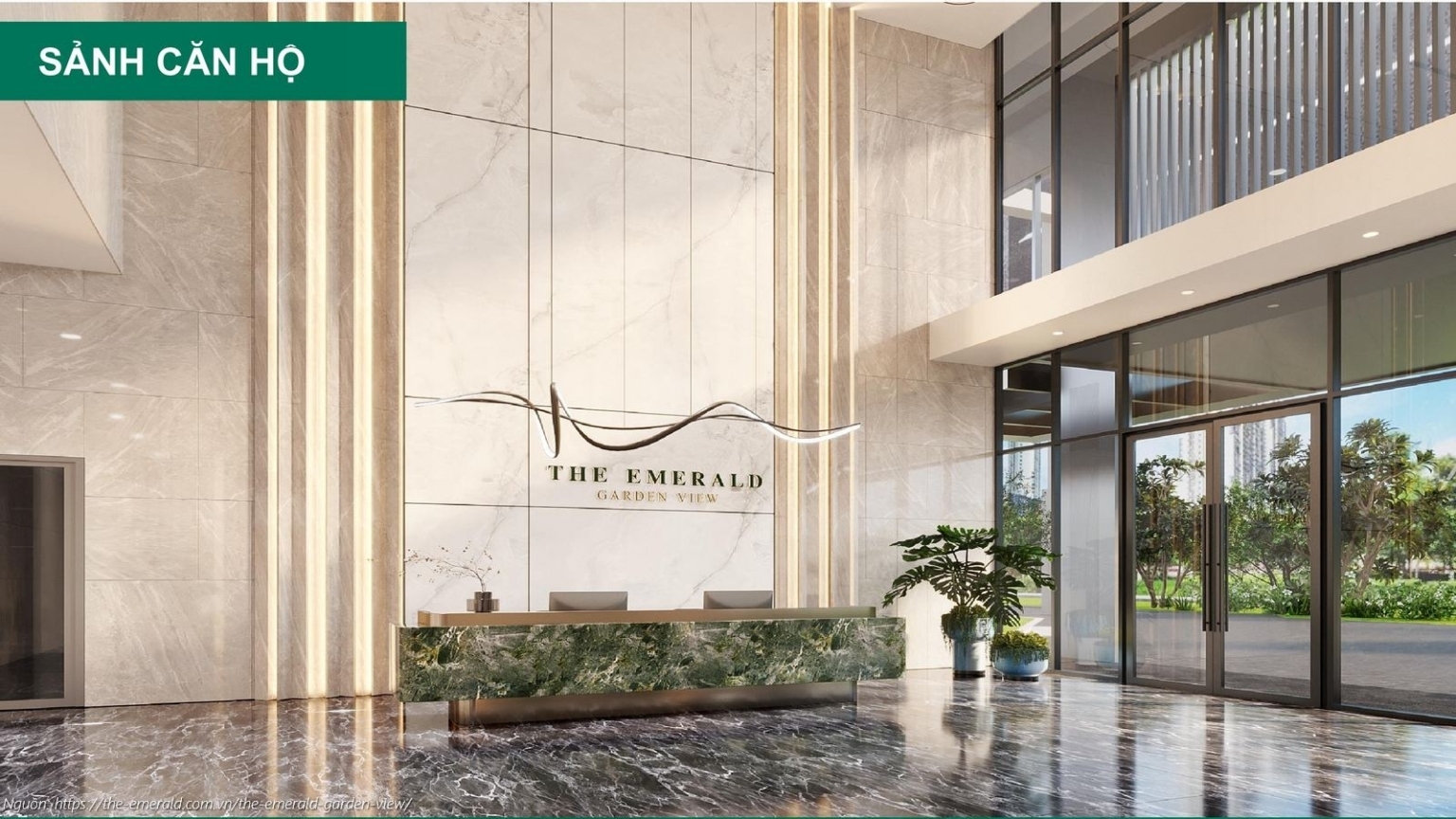 Phối cảnh Sảnh căn hộ (Lobby/Lễ tân) dự án The Emerald Garden View