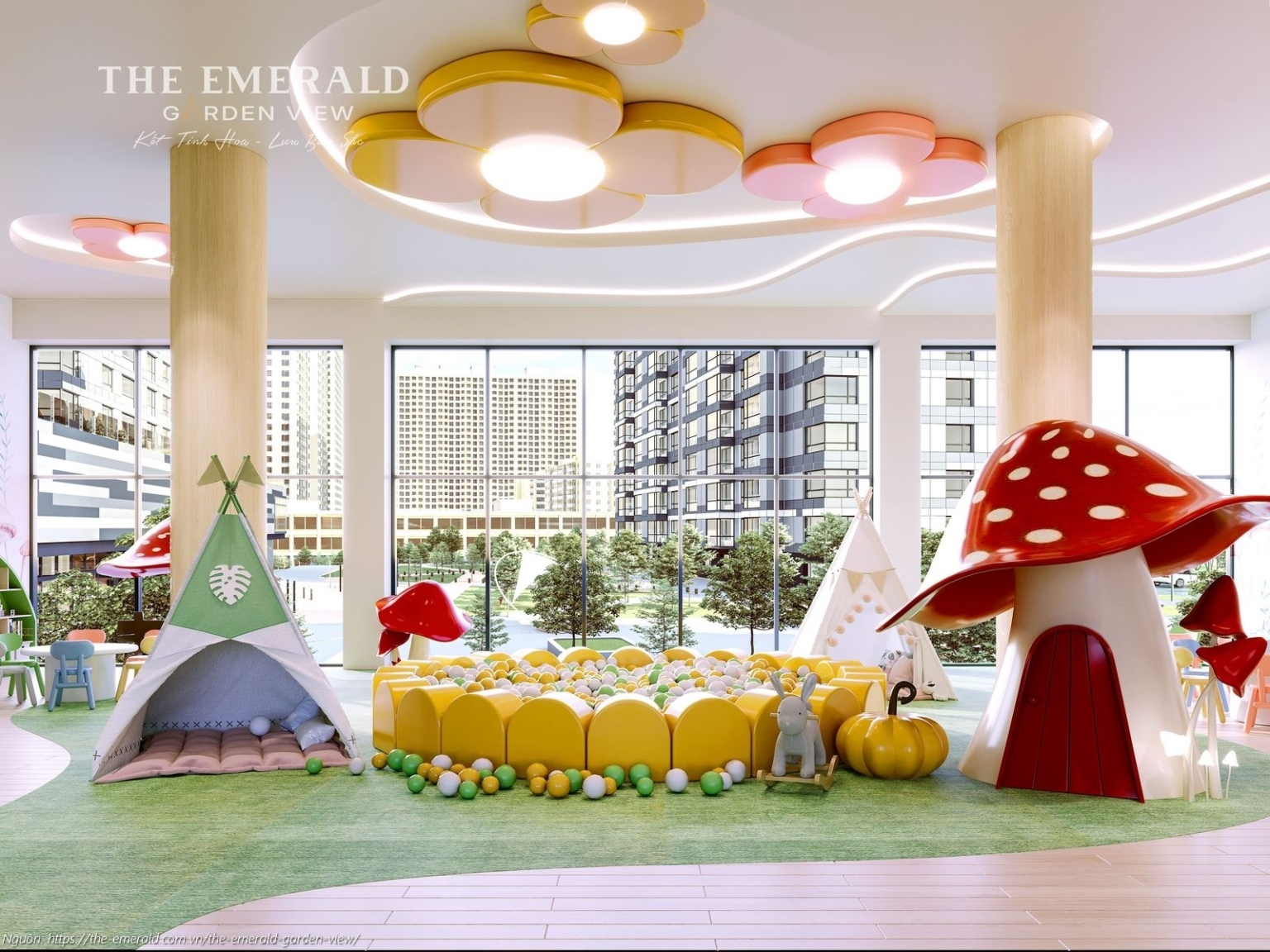 Phối cảnh tiện ích phòng vui chơi trẻ em (Kids Room) tầng 2 The Emerald Garden View