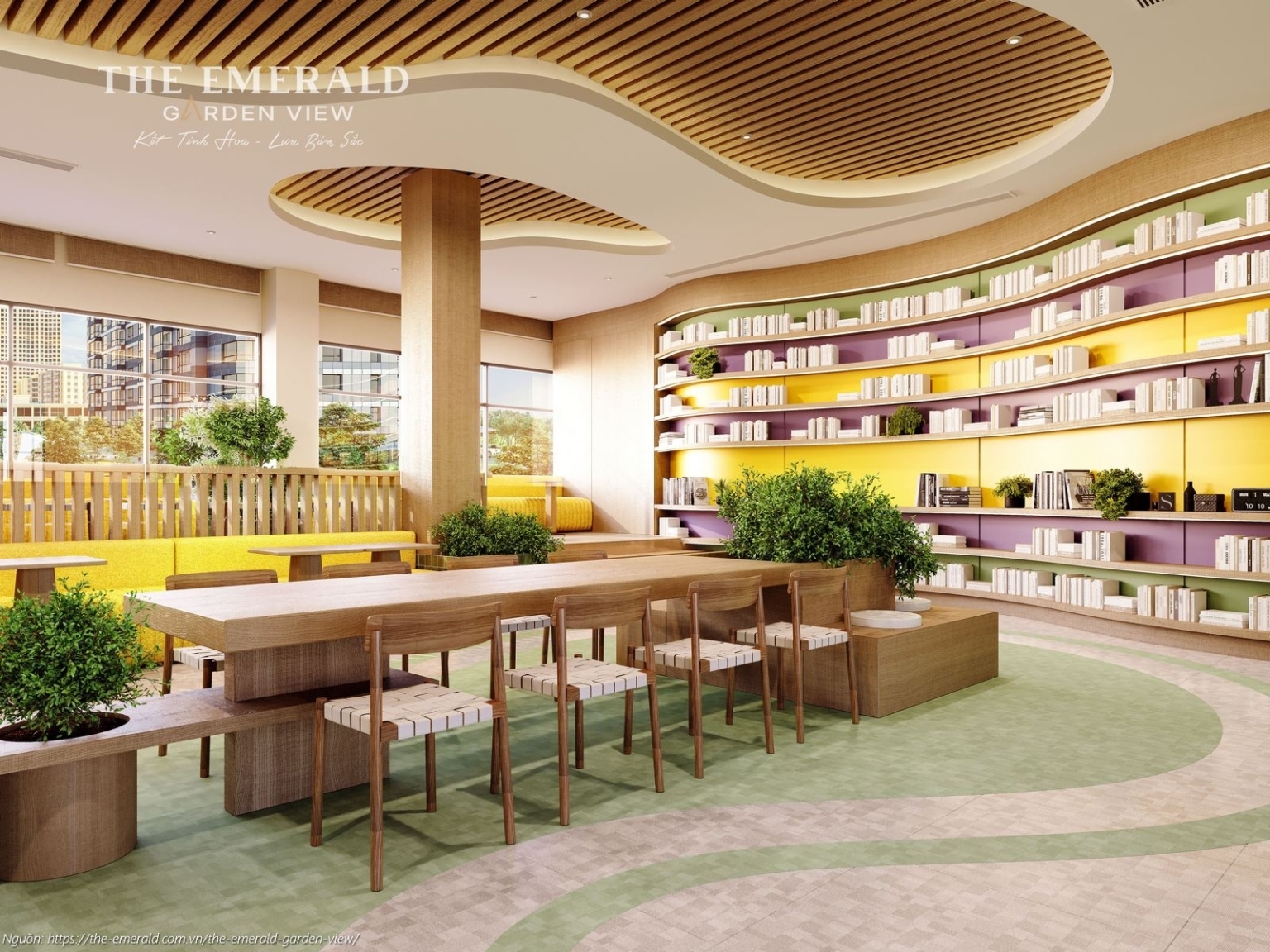 Phối cảnh tiện ích thư viện, phòng đọc sách tầng 2 The Emerald Garden View
