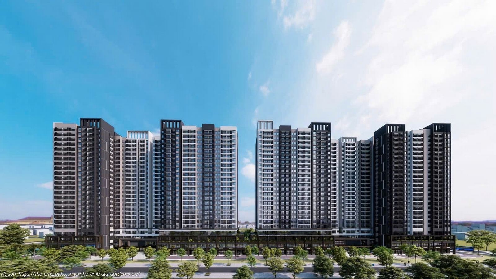 Phối Cảnh Tổng Thể 2 Tháp Căn Hộ Chung Cư The Emerald Garden View