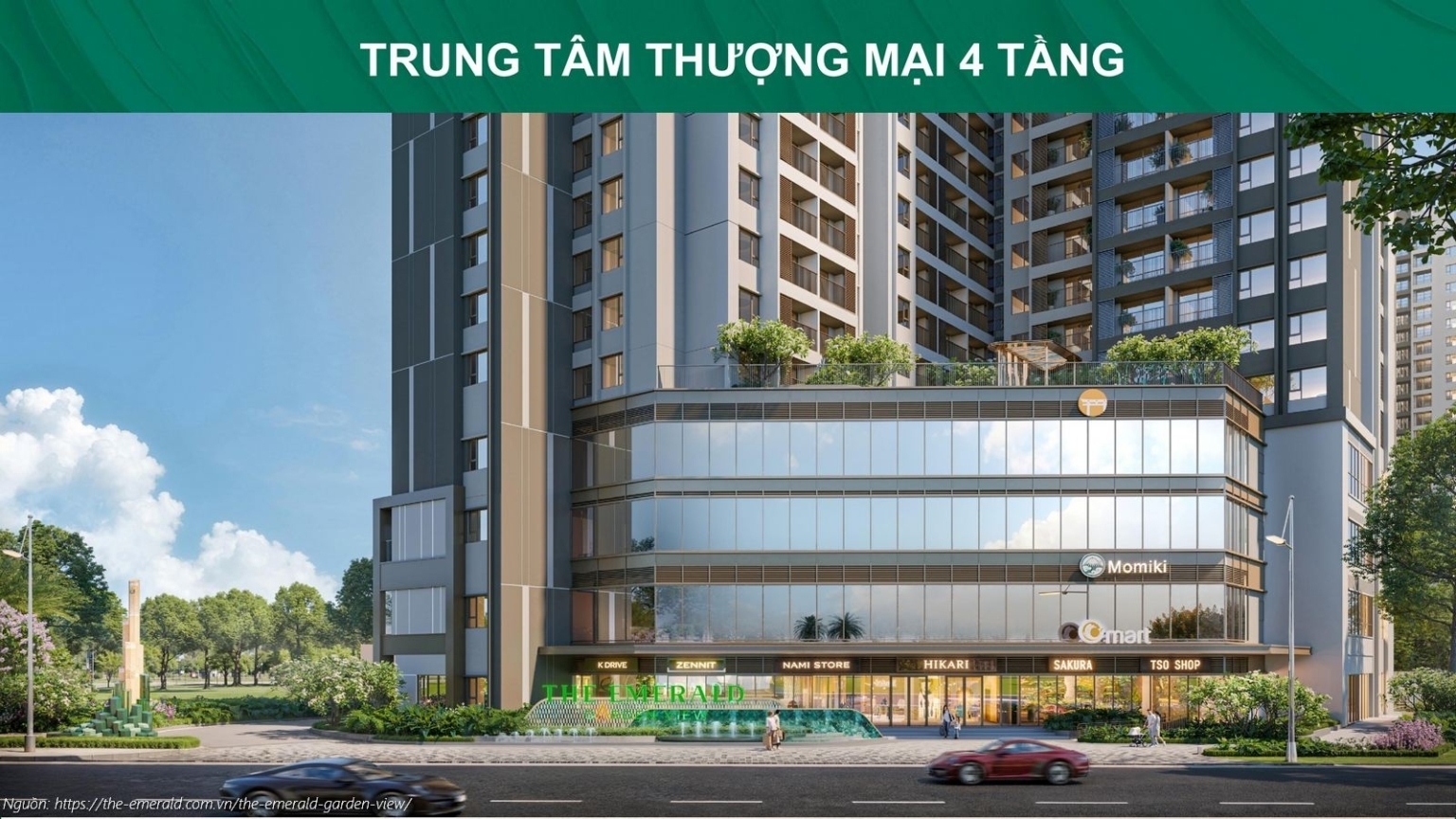 Phối cảnh Trung tâm thương mại 4 tầng (Shophouse) dự án The Emerald Garden View