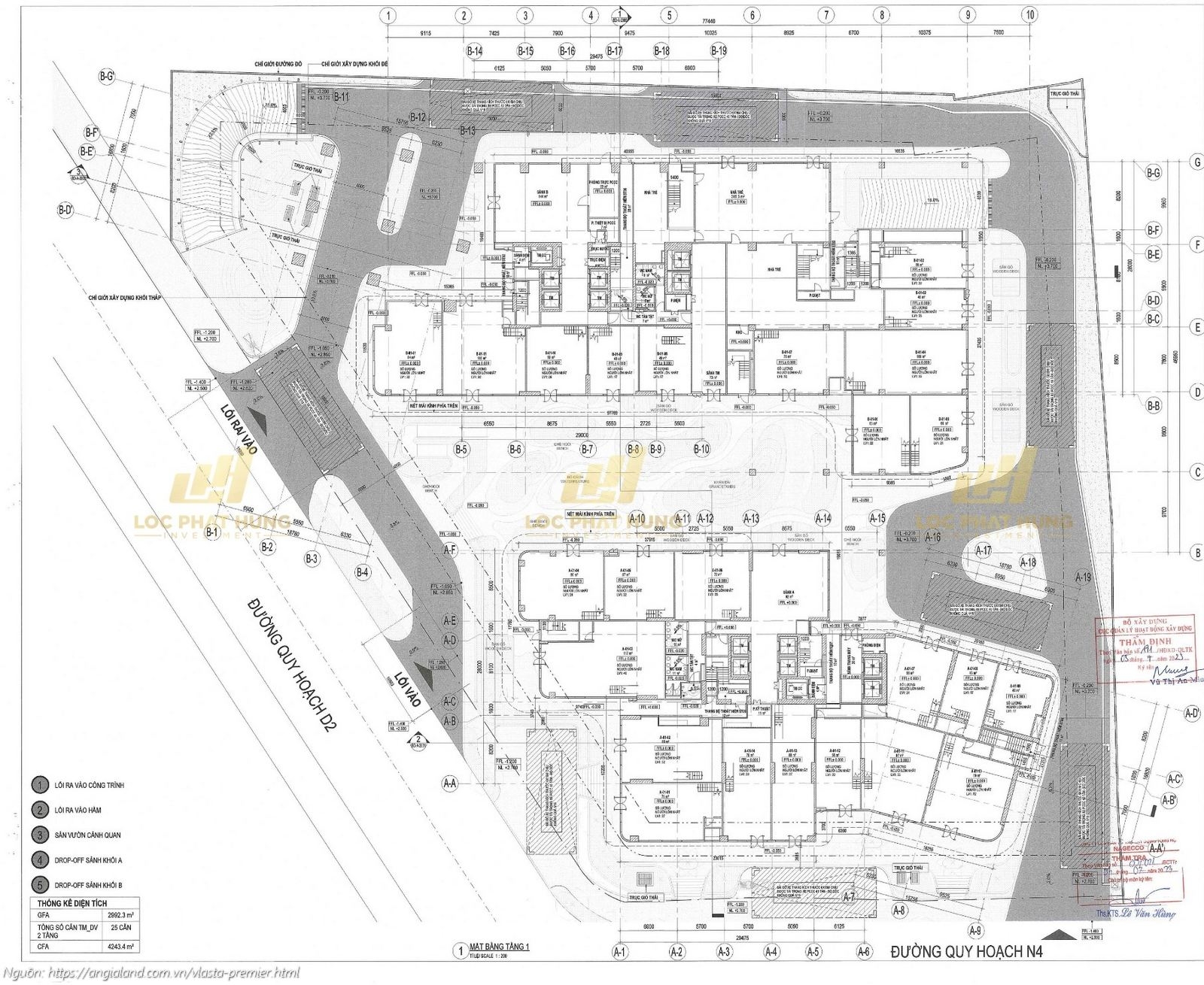 Mặt bằng tầng 1 căn hộ chung cư Vlasta Premier Quận 7