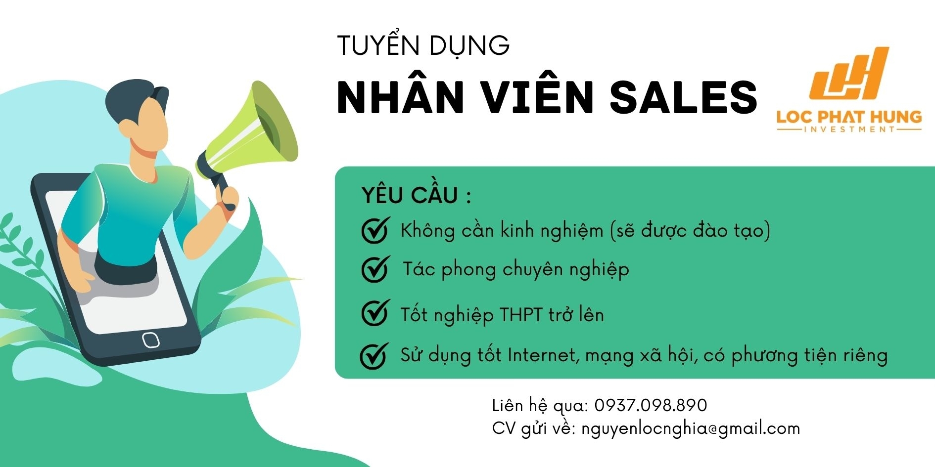Thông tin Tuyển dụng Nhân viên Sales - Lộc Phát Hưng Investment