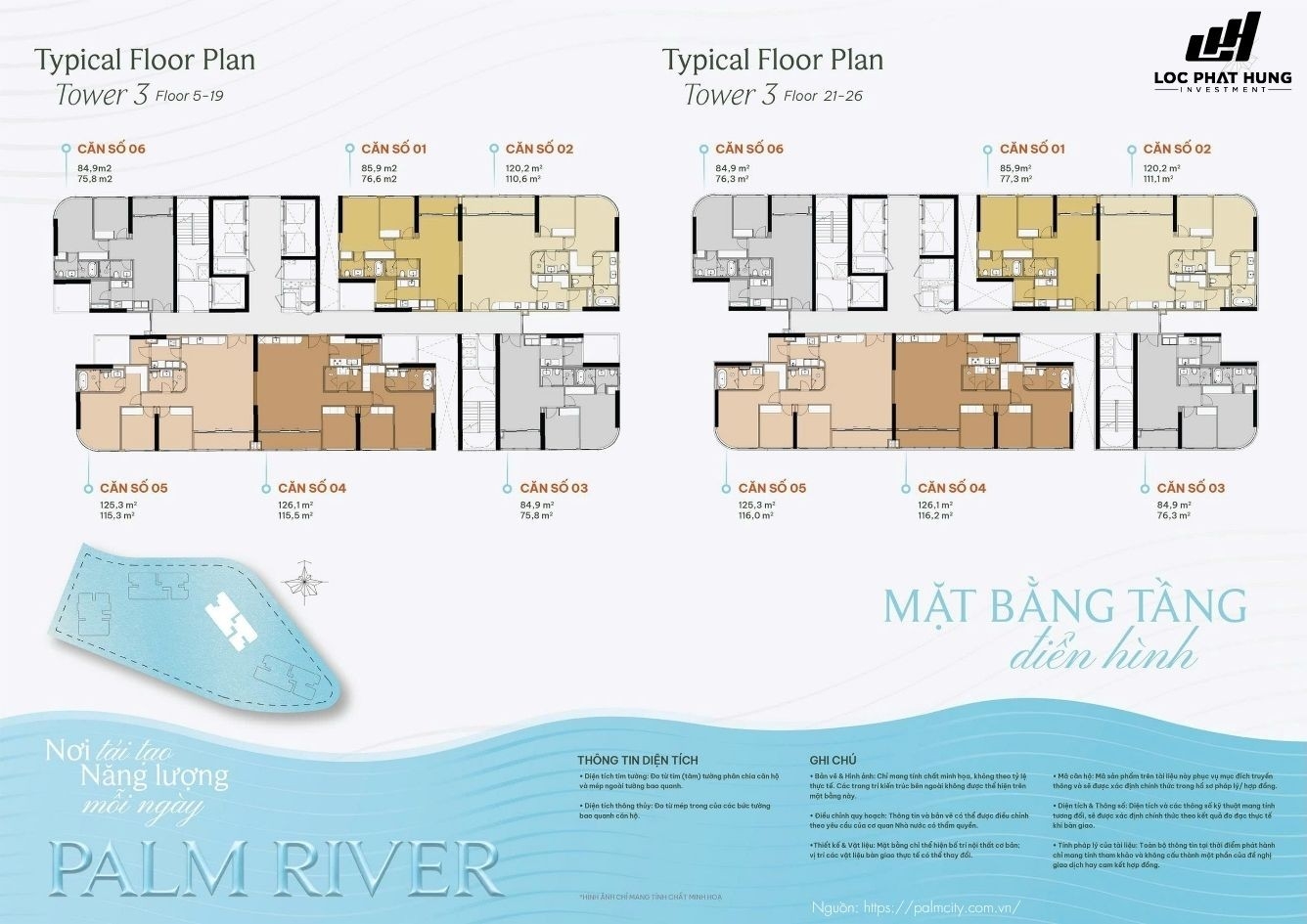 Mặt Bằng Tầng Căn Hộ Dự Án Palm River