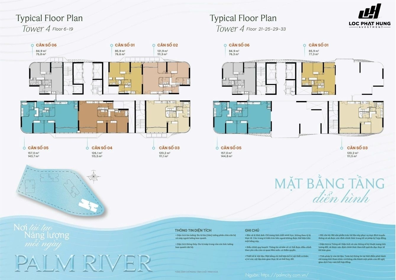 Mặt Bằng Tầng Căn Hộ Dự Án Palm River
