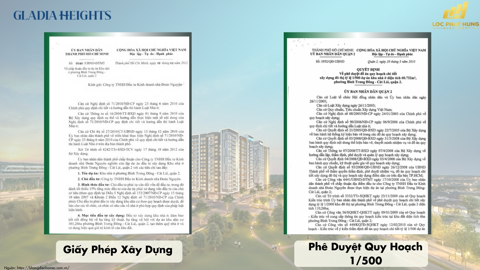 Hồ Sơ Pháp Lý Dự án Căn Hộ Chung Cư Gladia Heights Phường Bình Trưng