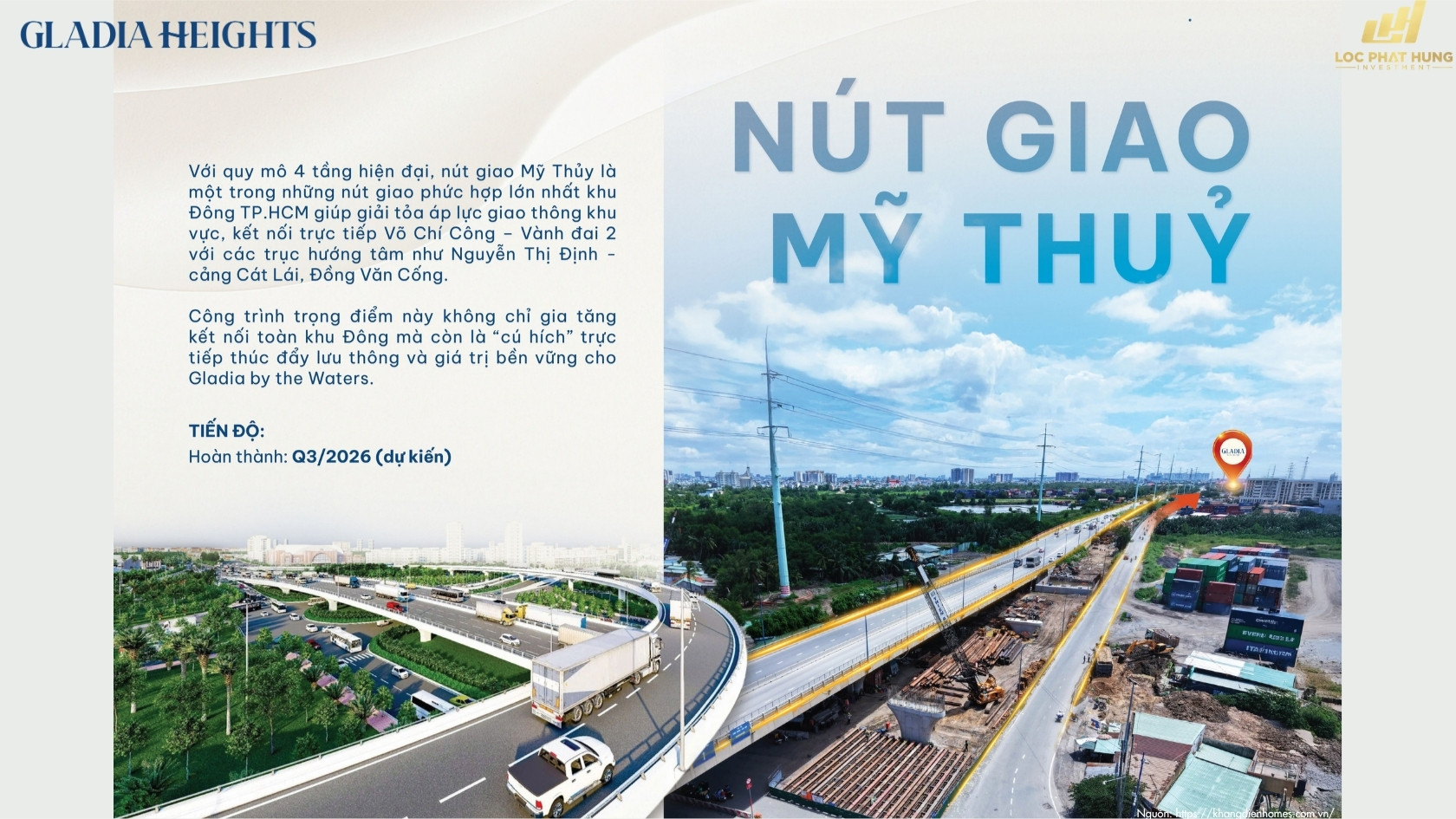 Bản đồ Quy Hoạch Và Tiến độ Hoàn Thành Nút Giao Mỹ Thủy Bọc Quanh Gladia Heights