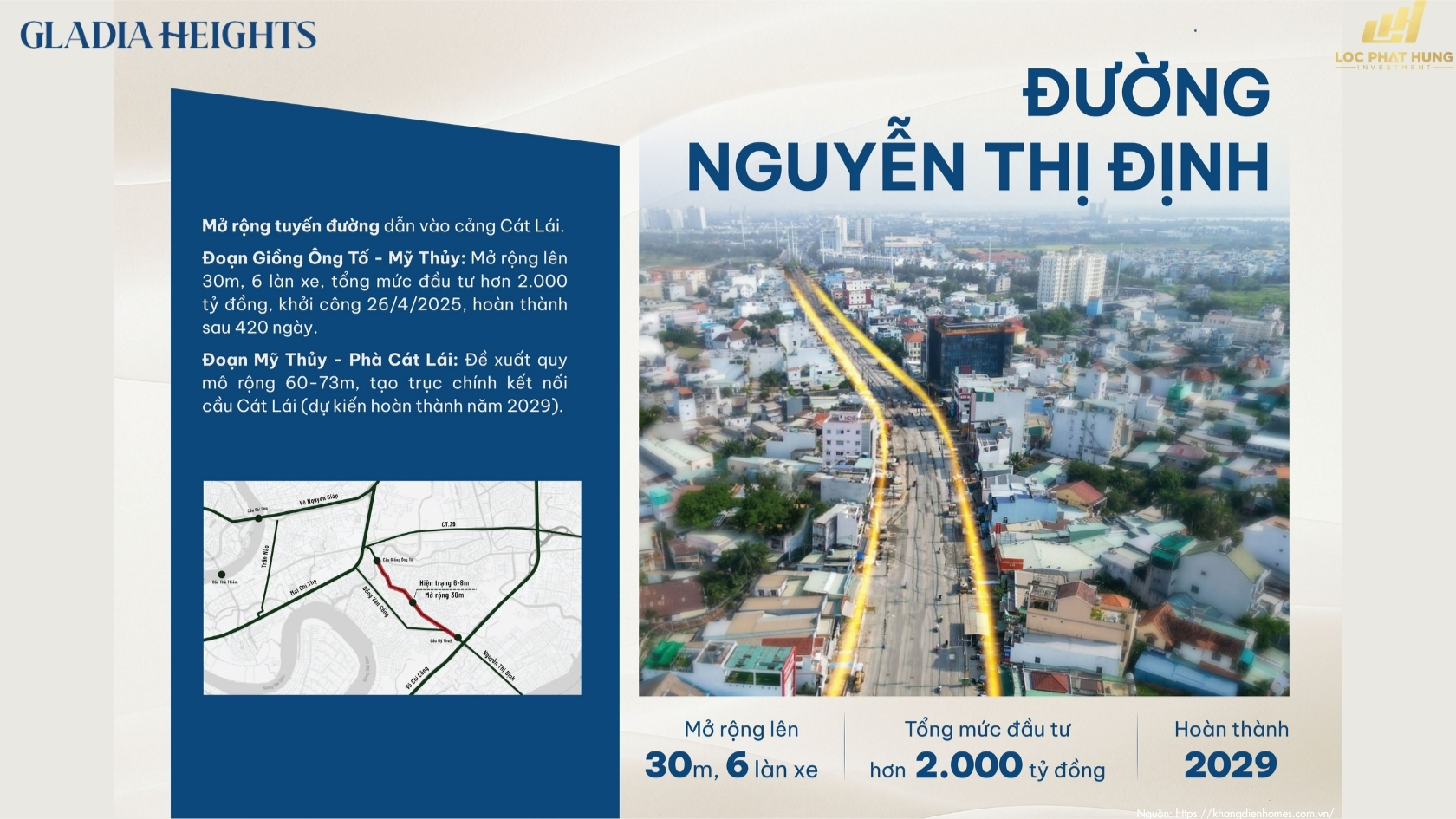 Quy Hoạch Mở Rộng Lộ Giới đường Nguyễn Thị Định Kết Nối Khu Căn Hộ Gladia Heights