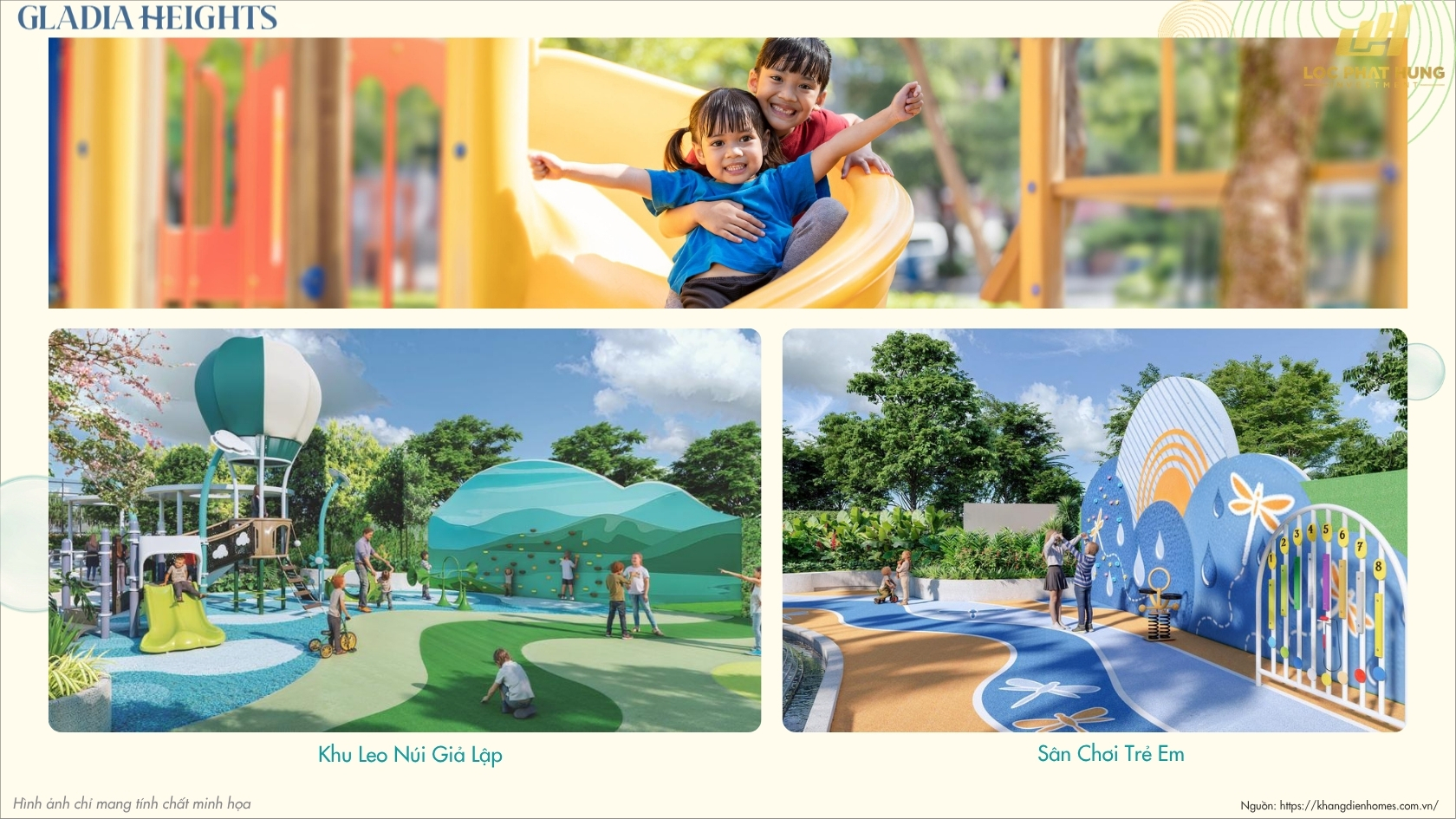 Tiện ích khu vui chơi dành cho trẻ em tại dự án căn hộ Gladia Heights