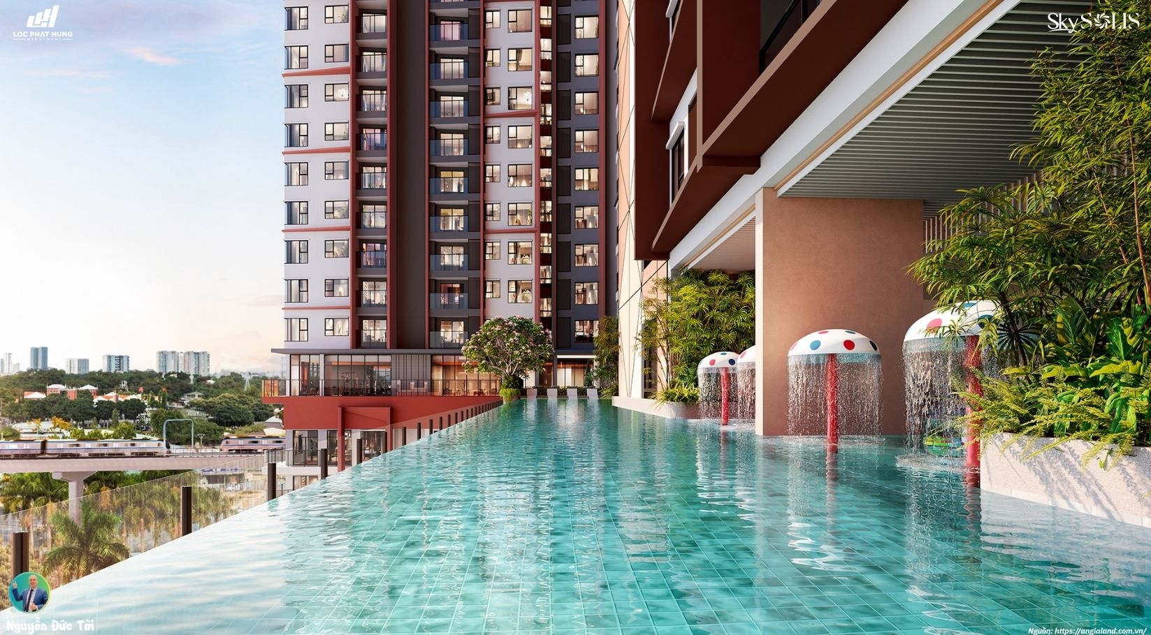 Hồ Bơi Tràn Bờ Thiết Kế Chuẩn Resort 5 Sao Tại Dự án Skysolis